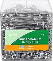 FUDAOFAMILY Large Safety Pins 2.2 Inches Size 4, 200 Pack Nickel-Plated Steel for Sewing Quilting Crafts