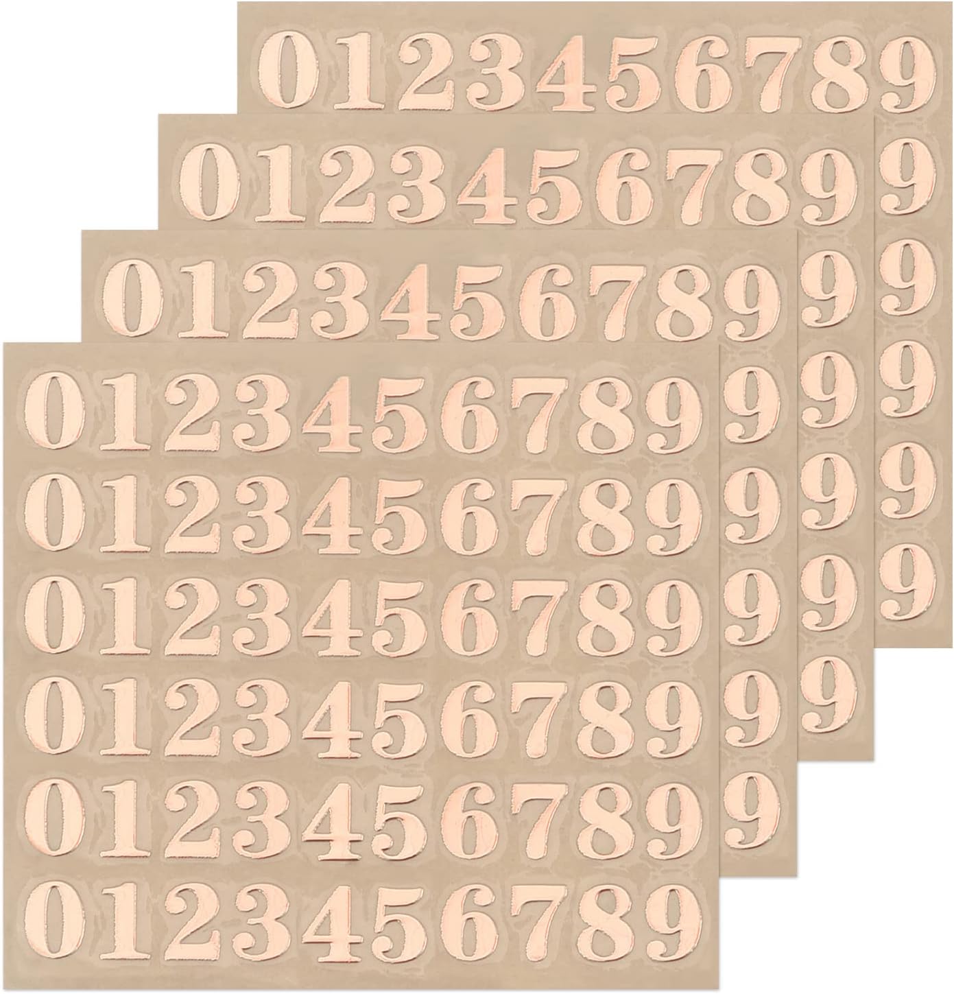 MECCANIXITY 4 Sheets Number Resin Stickers 3D Small 0 to 9 Rose Red Mini Number Sticker Metallic Glitter Alloy for Resin Nail Scrapbooking 4.5mm