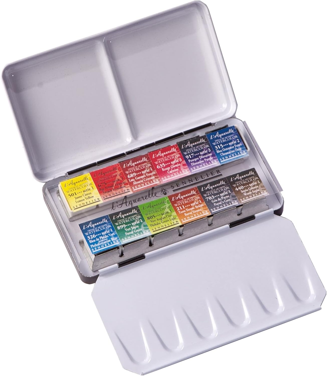 SENNELIER L'Aquarelle French Watercolor Paint, Metal Box Pocket Set of 12 Half Pans