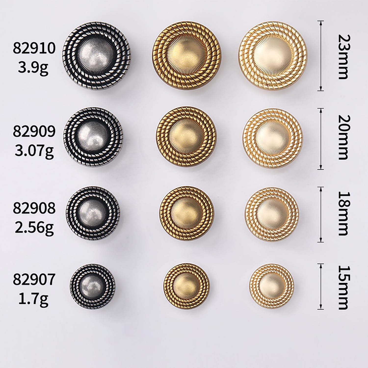 5Pcs Size 15mm to 23mm Unique Triple-Ring Structure Metal Sewing Buttons for Clothing Dress Accessories Garment Decorative DIY Crafts Tools image 4