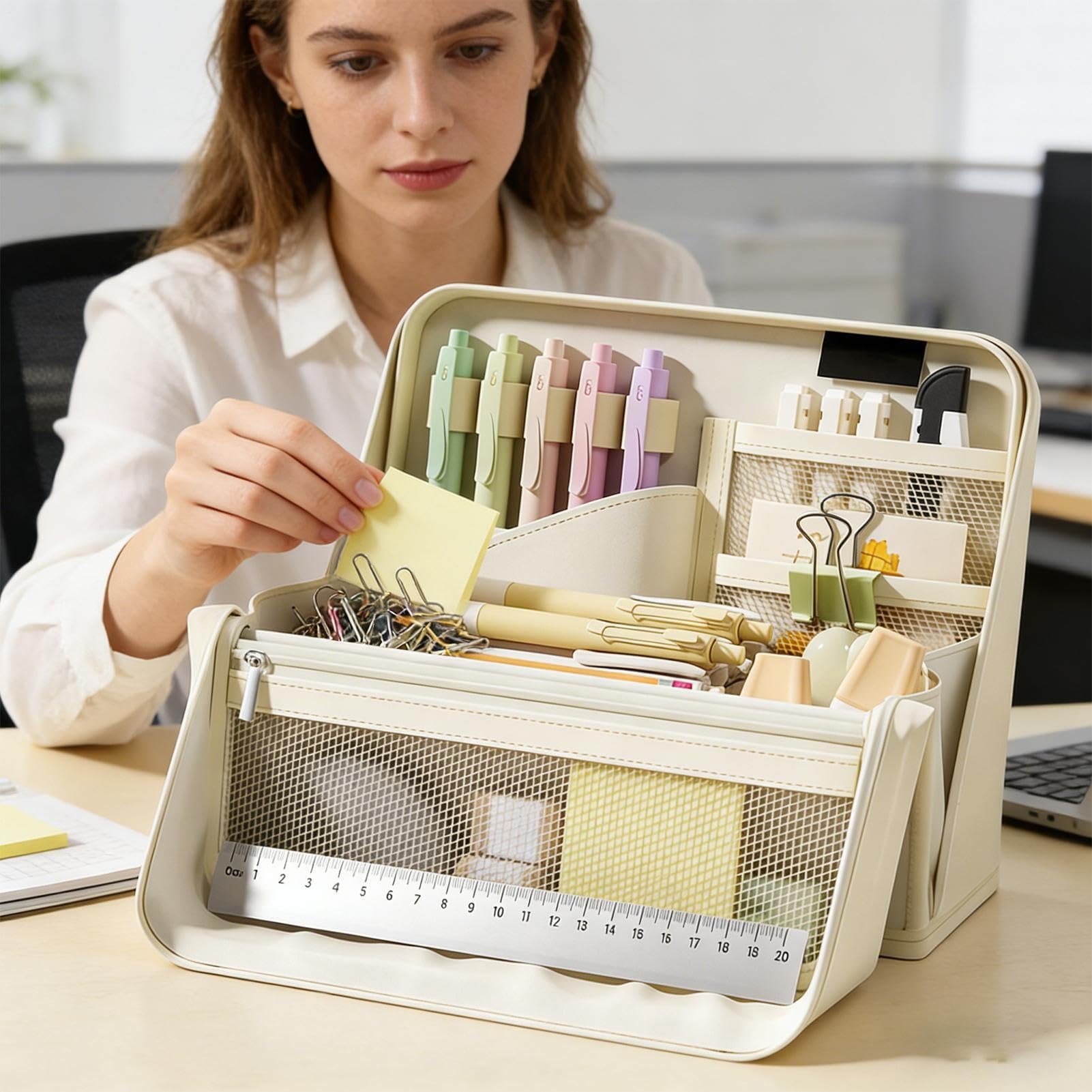 Trousse à crayons – Organiseur étanche de grande capacité avec plusieurs compartiments pour l'école, l'art, le maquillage, les voyages, le bureau, la maison – Idéal pour la papeterie et les