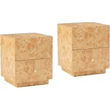 Aoikax Modern 2 Drawer Nightstand Set of 2 with Elegant Burl Finish, Wood Bedside Table with Storage, Stylish Accent Side Table for Bedroom, Small Space, Home Decor