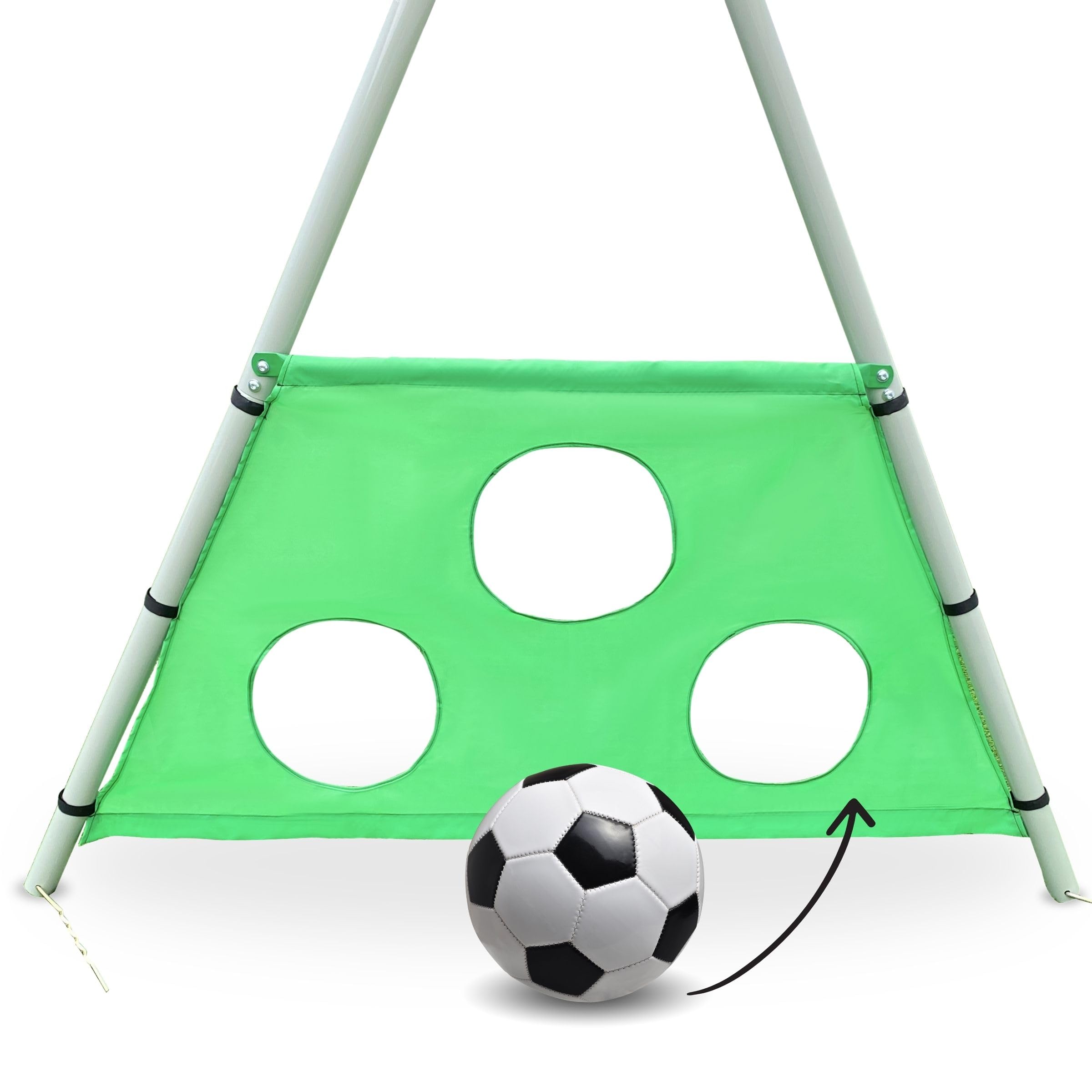 HyperMotion Swing HYP9 Parco giochi XXXL - Altalene Doppia e Singola, Scivolo, Trapezio, Cestino Basket, Scot Calcio - per 6 Bambini 3+ anni, 300 kg Max - Verde