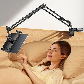 Tablet Halterung Bett, 360° Sockel mit Flexibler Einstellbare Lang Arm Ständer Kindle Zubehör für Tisch, Kompatibel mit iPad Pro/Handy/Switch/Galaxy Tabs, oder Anderen Geräten von 4,7-16.1 Zoll - Amazon product rated Grade B