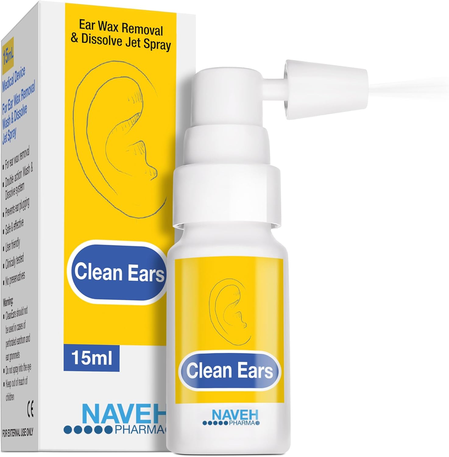 Naveh Pharma CleanEars Ear Wax Removal Kit Spray Ear Wax Softener