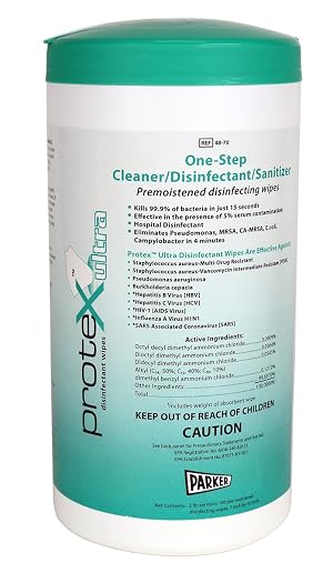 Parkerlabs Protex Disinfectant Textured Wipes Laboratories- Kills 99 9 of Bacteria in 15 Seconds - 7 X 10