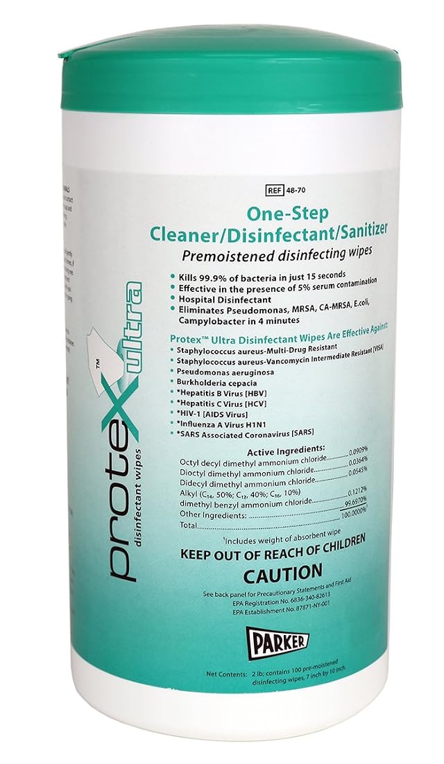 Parkerlabs Protex Disinfectant Textured Wipes Laboratories- Kills 99 9 of Bacteria in 15 Seconds - 7 X 10