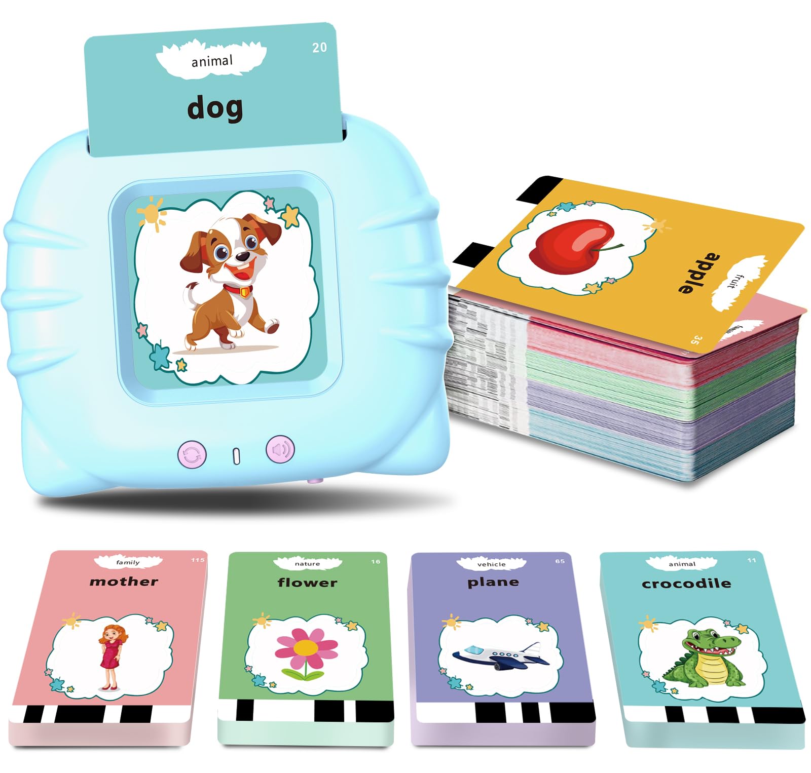 Toddler's Early Learning Sensory Cards - Pocket Talking Flash Cards (224 Sight Words) for Speech Therapy Gift, 2-6 yrs Old Boys Girls Kids