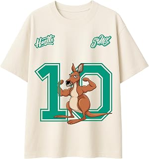 TeeSlix Oversized T Shirt for Kids 4-17 Years | Boys Kangaroo Graphic Tee | Soft Cotton Loose Fit Kids Tshirt for 12-13 & ... Price In India