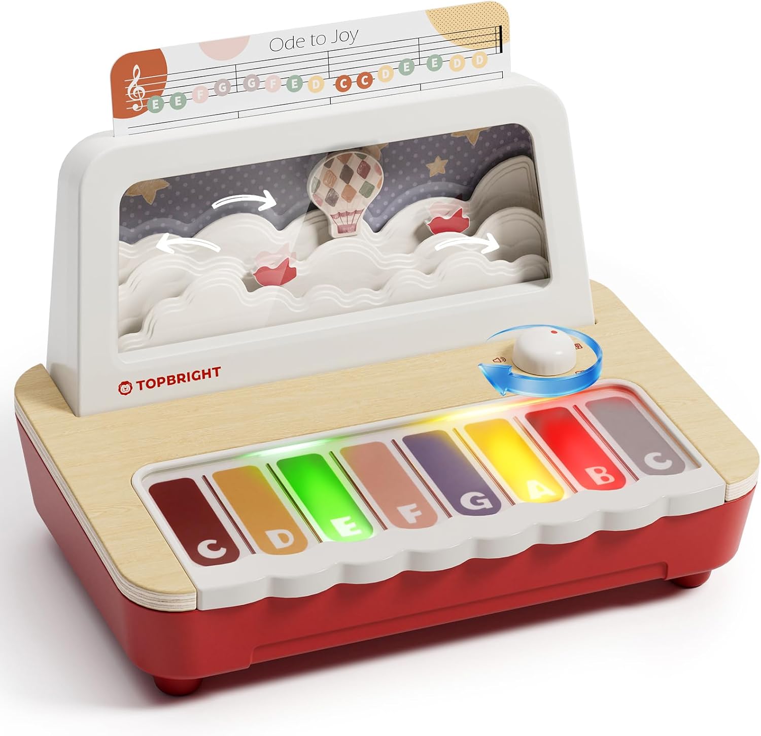 TOP BRIGHT Wooden Toy Piano with 12 Songs & 3 Modes, Musical Toy Ages 1-3 | 12 Songs & 3 Modes With Recording Function, Wooden Keyboard With FSC Certification, Musical Toy for Boys & Girls 1+