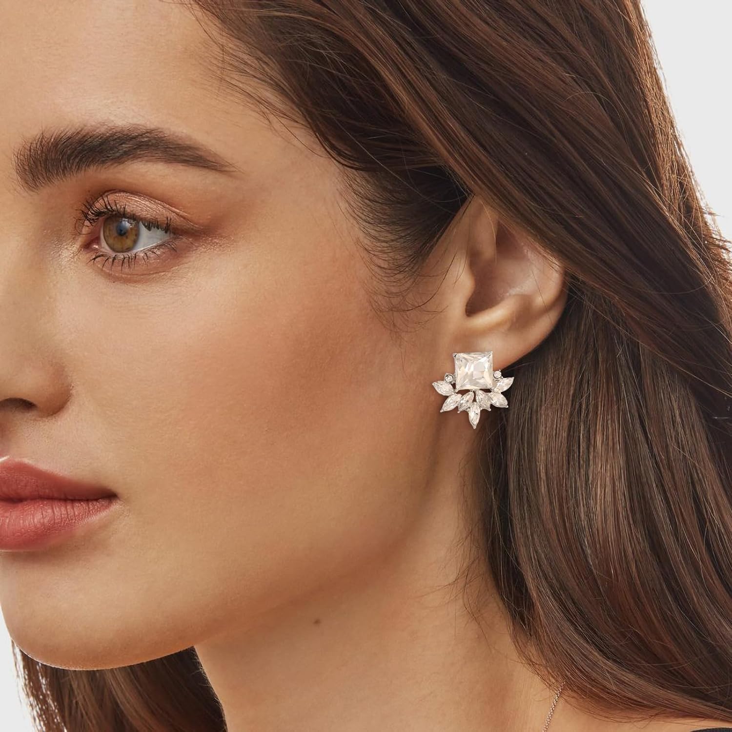 ATIMIGO Vintage Rhinestone Crystal Cluster Drop Earrings Art Deco Hypoallergenic Earrings for Women Wedding Bridal Prom Formal - Image 2