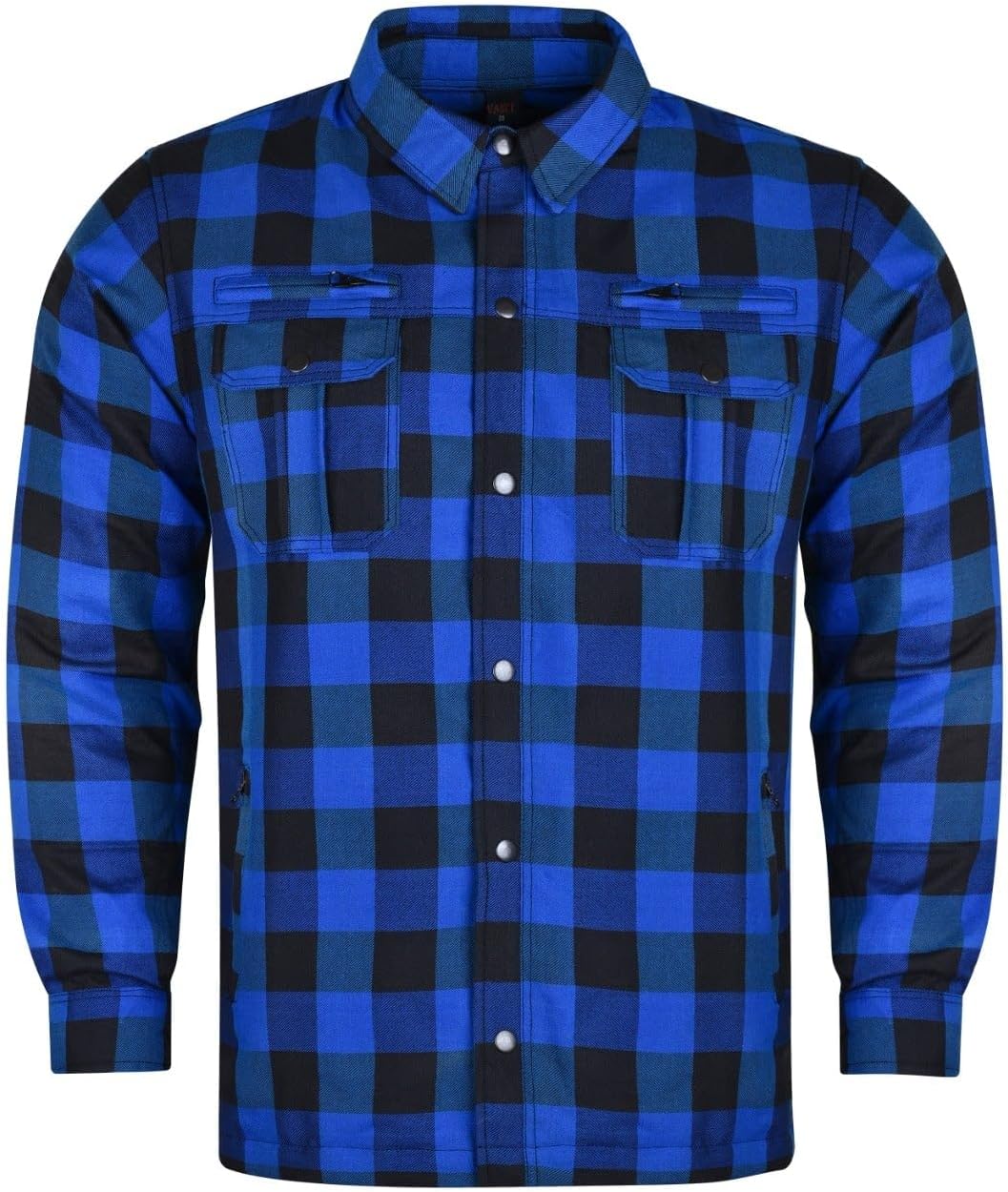 Mens Motorcycle Waterproof Plaid Checkered Flannel Sleeveless Shirt & Full Sleeve Jacket