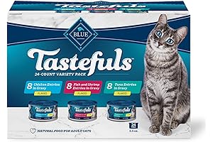 Tastefuls Flaked Wet Cat Food Variety Pack with Tuna, Chicken, Fish & Shrimp