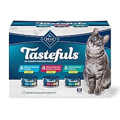 Blue Buffalo Tastefuls Flaked Wet Cat Food Variety Pack, Made with Natural Ingredients, Tuna, Chicken, Fish & Shrimp, 5.5-oz Cans (24 Count, 8 of Each)