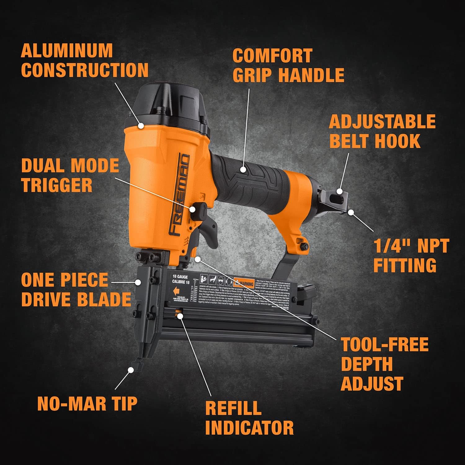 Close-up of the Freeman G2XL31 nailer's trigger and safety mechanism.