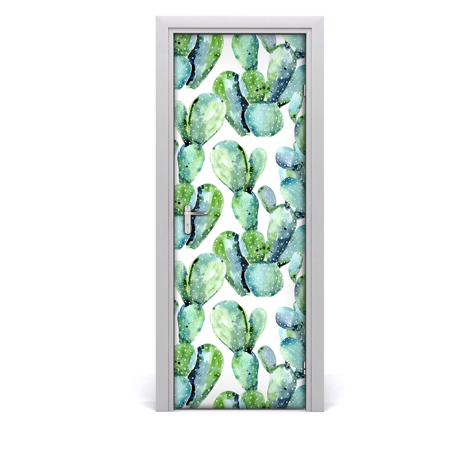Papier peint pour porte anti-bulles et imperméable motif cactus amovible