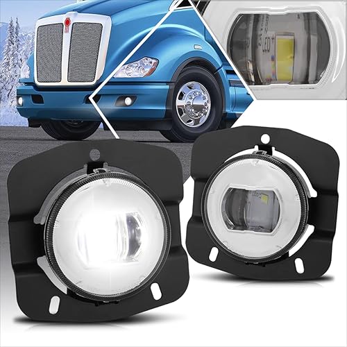 Miniatura 1 de Parachoques delantero con proyector LED completo conjunto de luces antiniebla compatibles con Kenworth T680 11-22 carcasa cromada