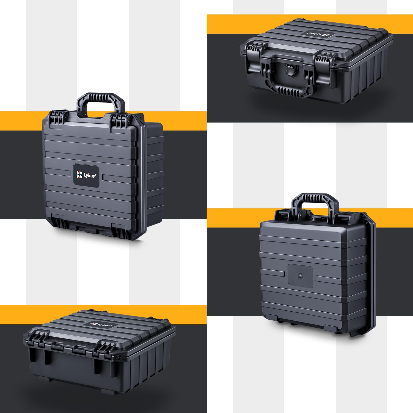Lykus HC-2821 Maletín/Maleta/Estuche/Case rígida Impermeable con Espuma Personalizable, Tamaño Interior 28x26,2x12 cm, Adecuado para electrónica y más | Espuma impermeable IP67, apta para cámaras, lentes, equipos electrónicos y más