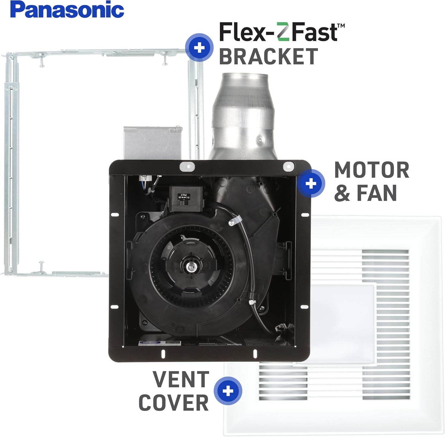 Panasonic FV-0811VFL5E WhisperFit EZ Retrofit Ventilation Fan with Light, 80 or 110 CFM - - 