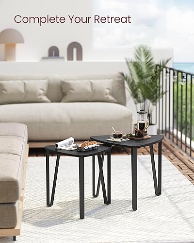 Miniatura 4 de VASAGLE Mesas auxiliares anidables, juego de 2 mesas auxiliares para sala de estar, dormitorio, pequeñas mesas auxiliares industriales apilables con