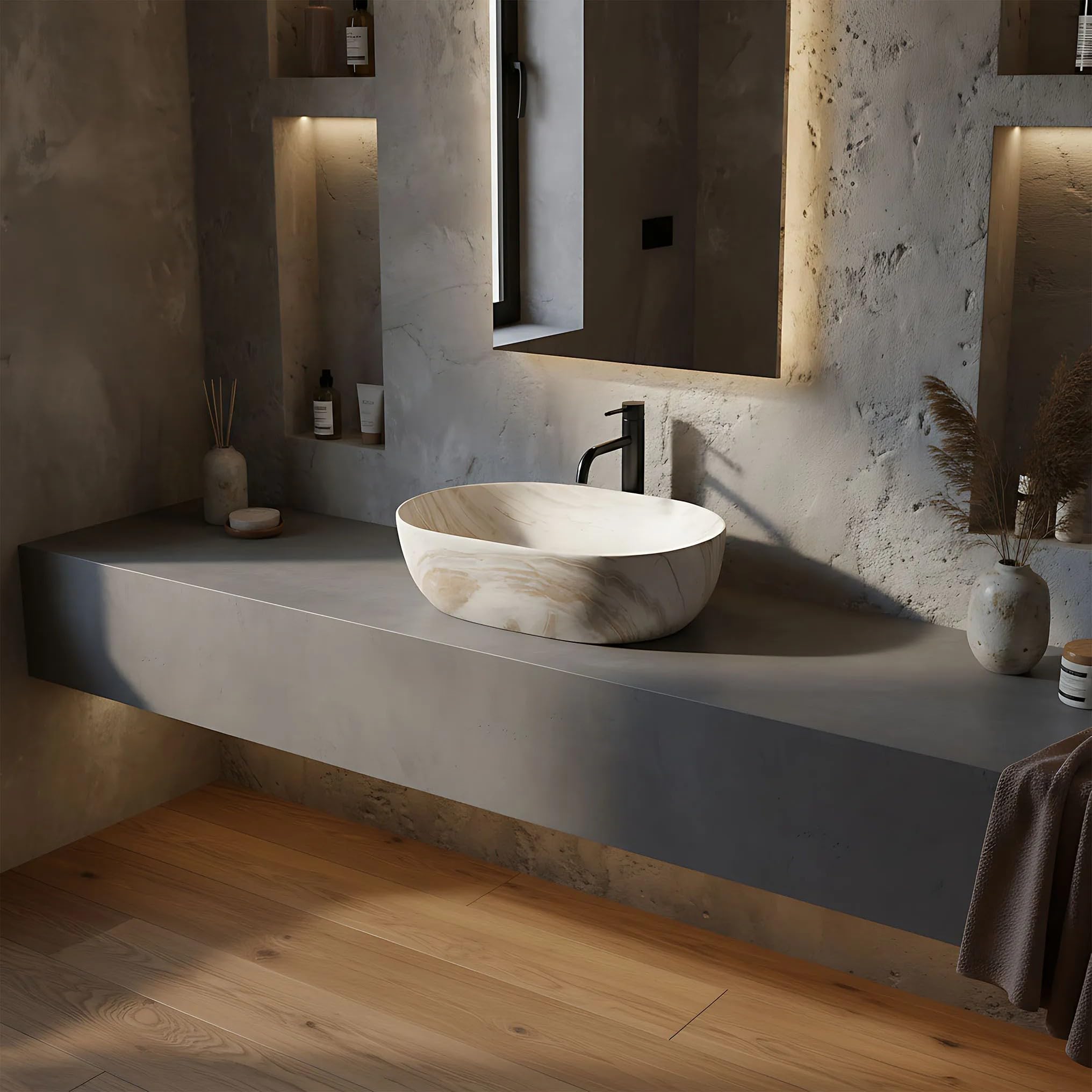 Lavabo Sobre Encimera Rea Amelia 48 Saturn Beige 48X34,5X13,5Cm