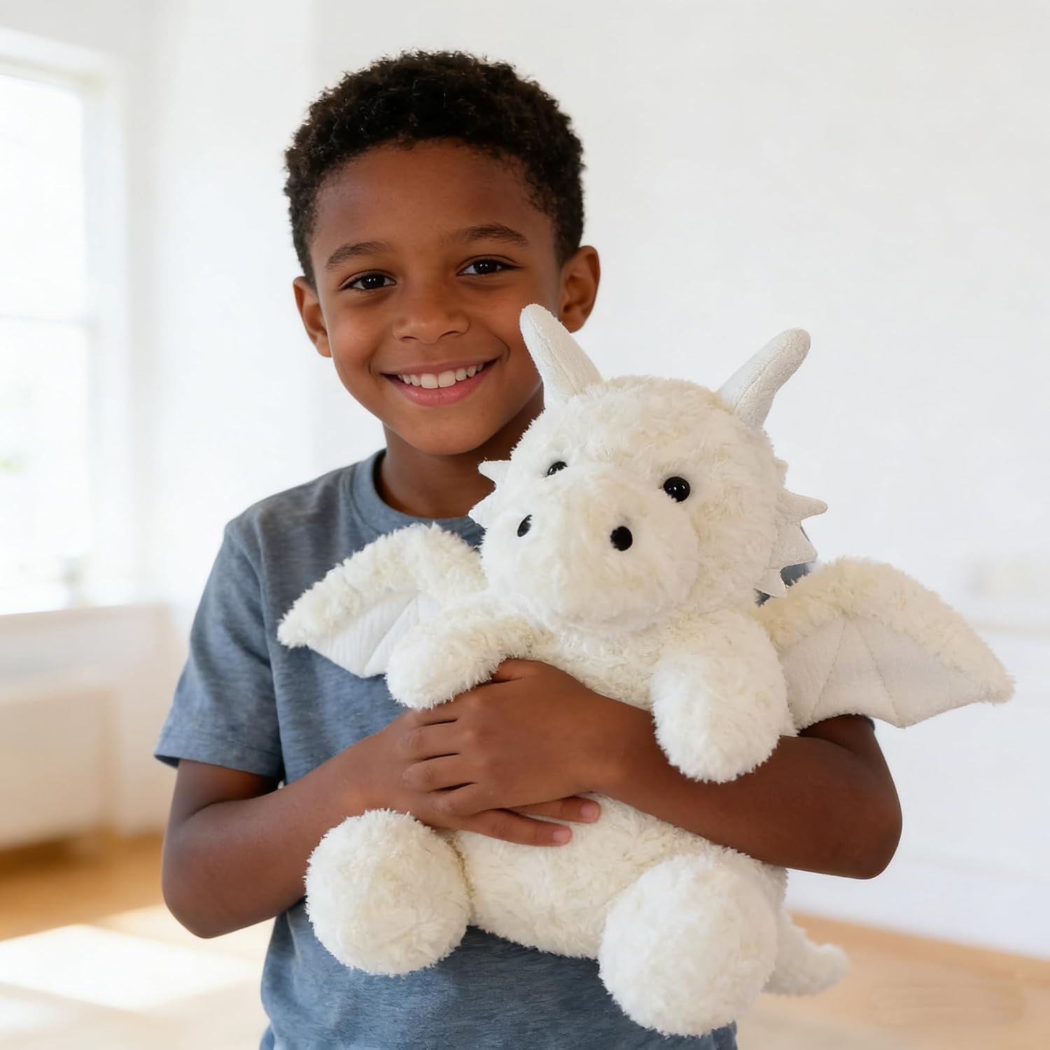 YUKOUQIAN Dragon Stuffed Animal Cute Dragon Plush Toy for Girls Boys 22 inch (jiaolong baise 22in)