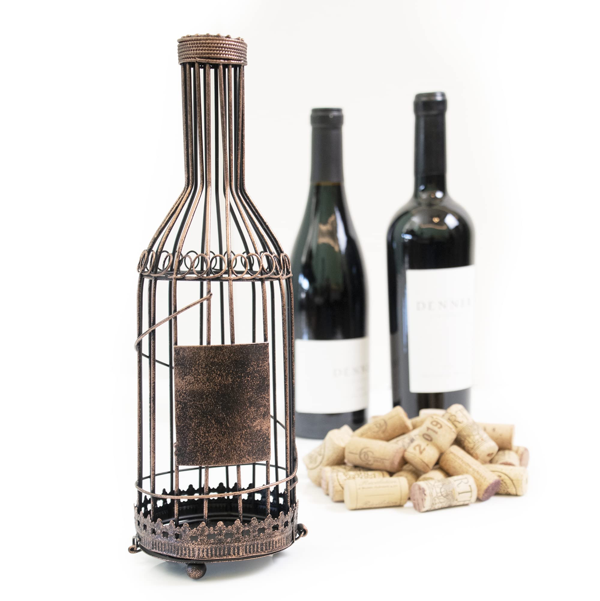 Amazon.com: Soporte de corcho para botella de vino, diseño de alambre  rústico, etiqueta en blanco para decoración, regalos : Hogar y Cocina