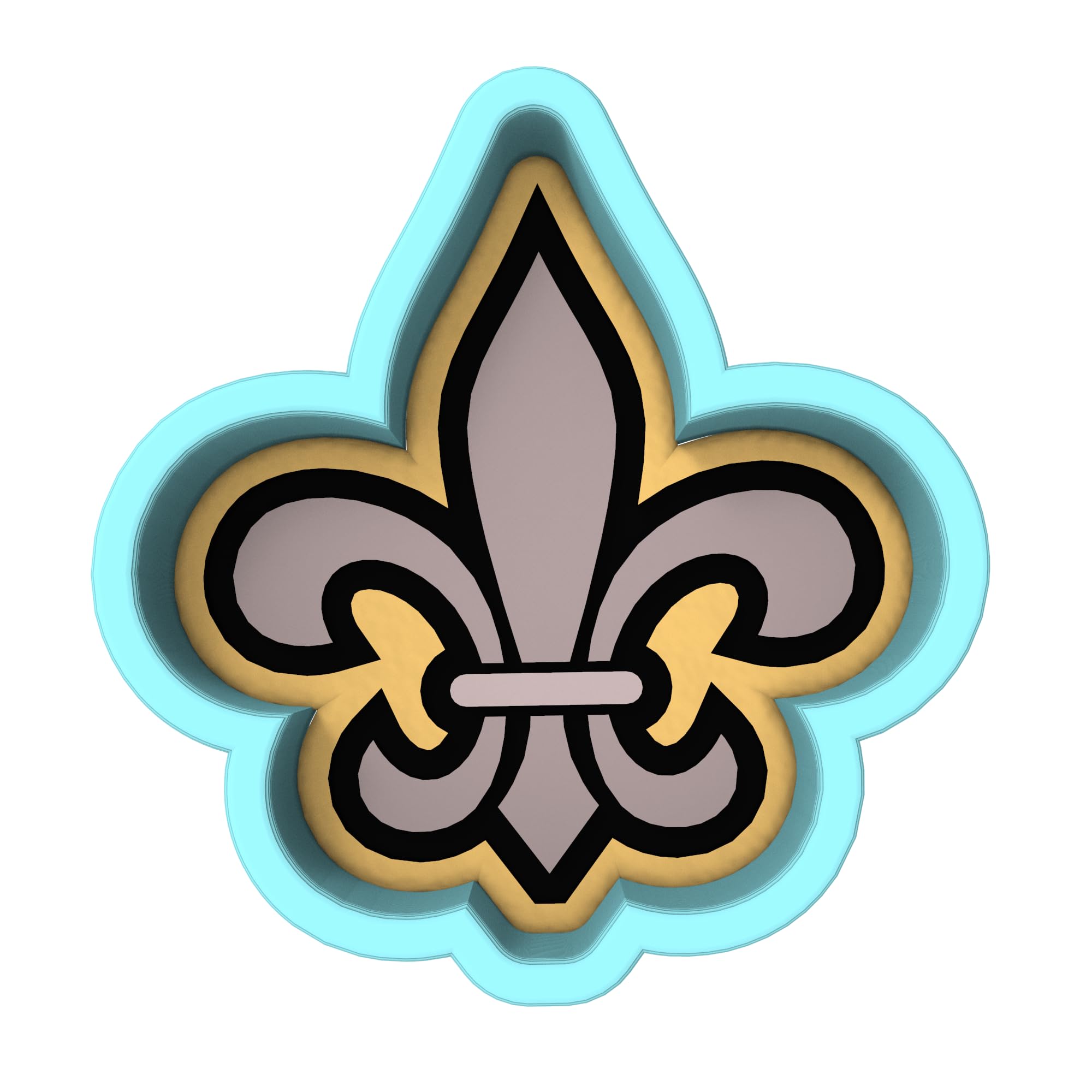 Fleur De Lis Cookie Cutter & Stamp #1 (3.5 in Tall X 2.76 in Wide)