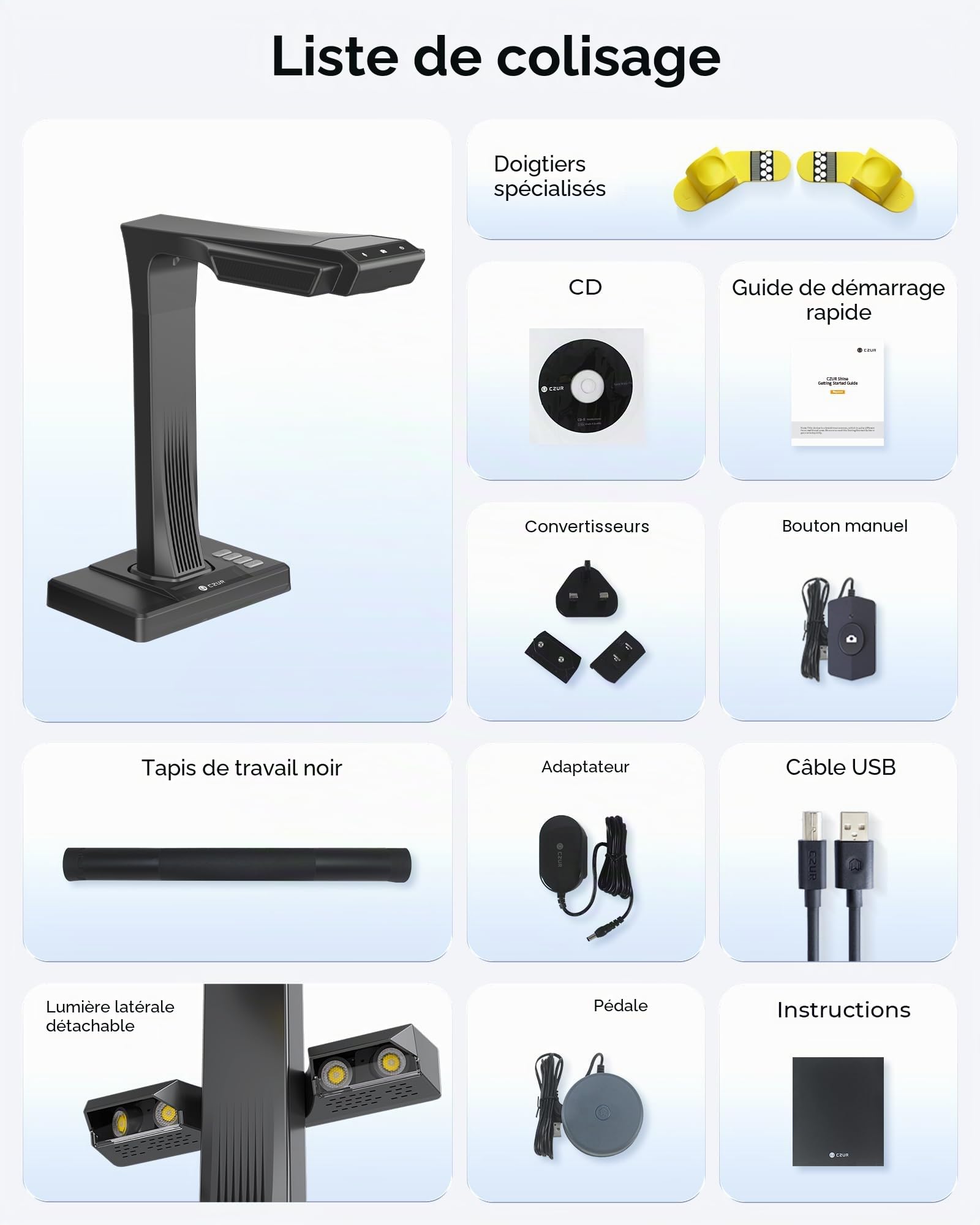 CZUR ET Max Scanner de Livres Pro 38MP, Caméra Document USB Haute Vitesse, Redressement Laser, OCR 180+ Langues, Capture Format A3, Compatible HDMI, pour Windows&Mac&Linux