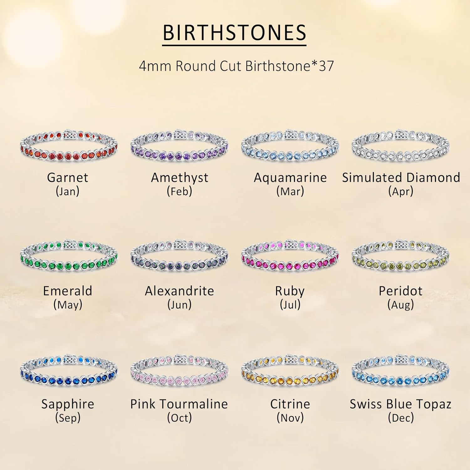 Birthstone Bracelets for Women, 925 Sterling Silver 7 Inch Infinity Tennis Bracelet, Wedding Anniversary Birthday Gifts for Her - Image 5