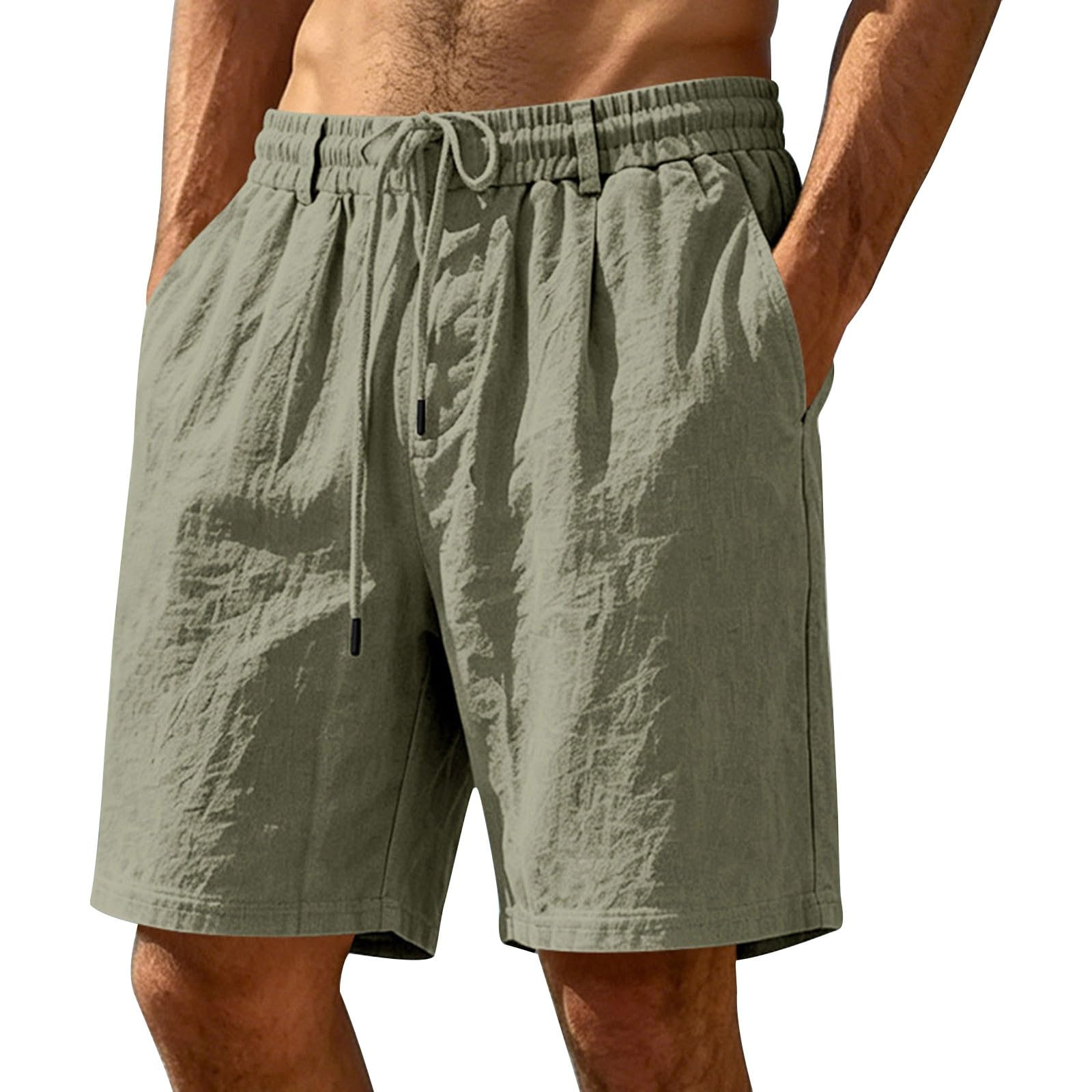 Short de plage en lin pour homme, fin, léger, respirant, jambe droite