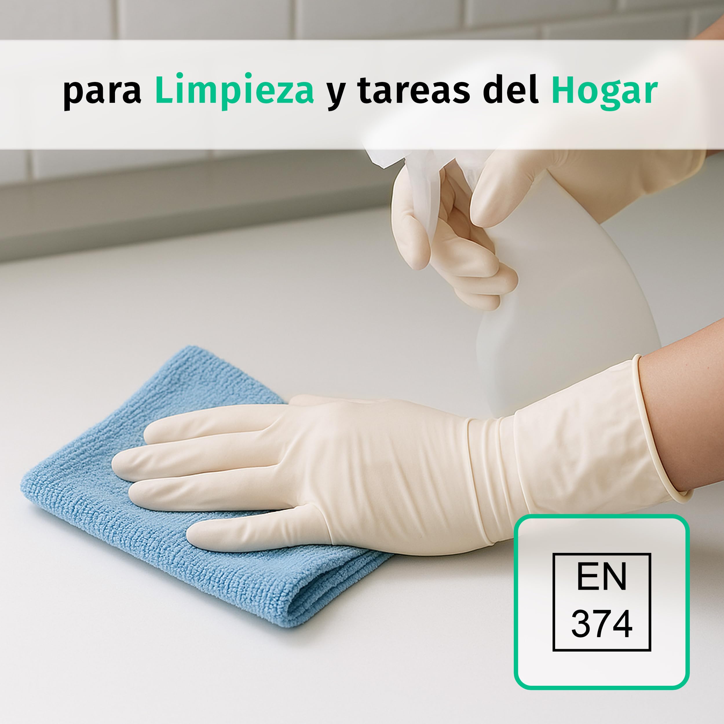 SF Guantes de látex desechables sin polvo – L, blancos, 1000 (10x100) unidades, elásticos y resistentes para medicina, limpieza y uso profesional