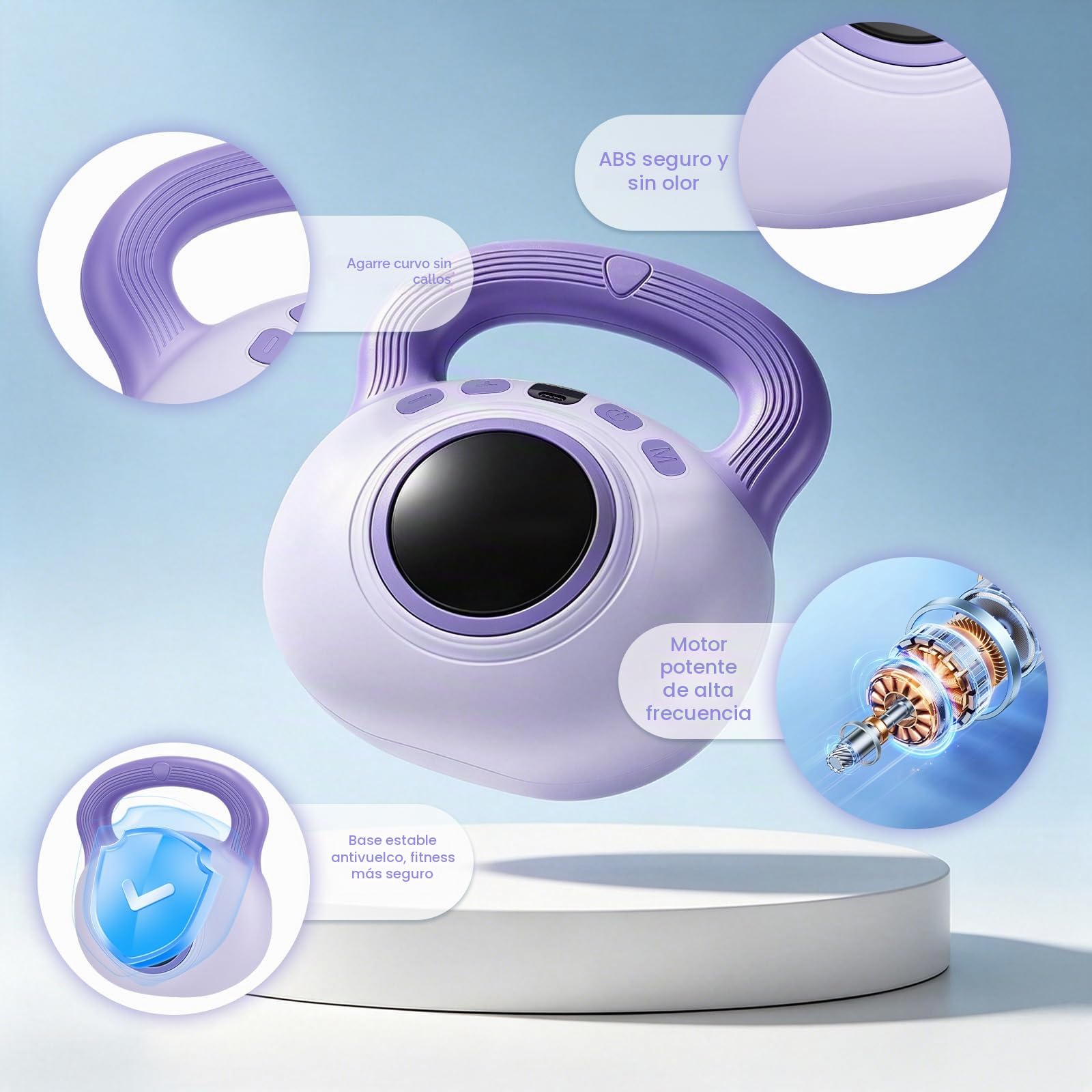 Pesa Vibratoria Eléctrica 9 en 1 de 1,4kg para Mujer, 35 Niveles Ajustables con Pantalla LCD, Quema Grasa, Moldeado Corporal, Drenaje Linfático y Mejora Circulación, Entrenamiento en Casa