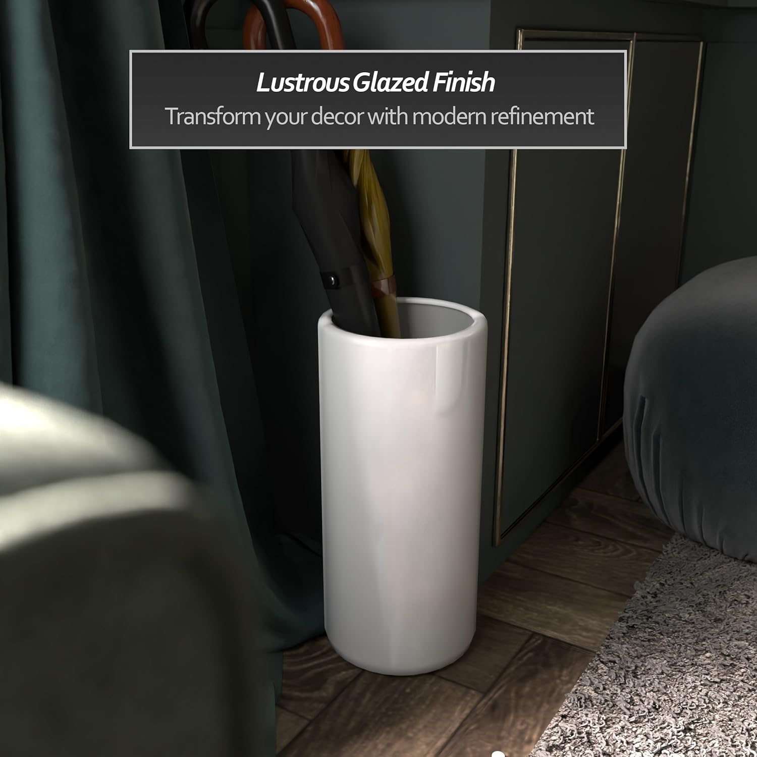 Red Lantern 18" Umbrella Stand - White