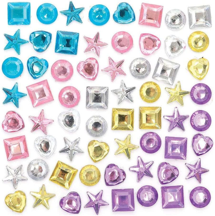 Baker Ross Self Adhesive Acrylic Jewels in Unicorn Colours - Pack of 250, Kids Gem Craft Supplies (FC323)