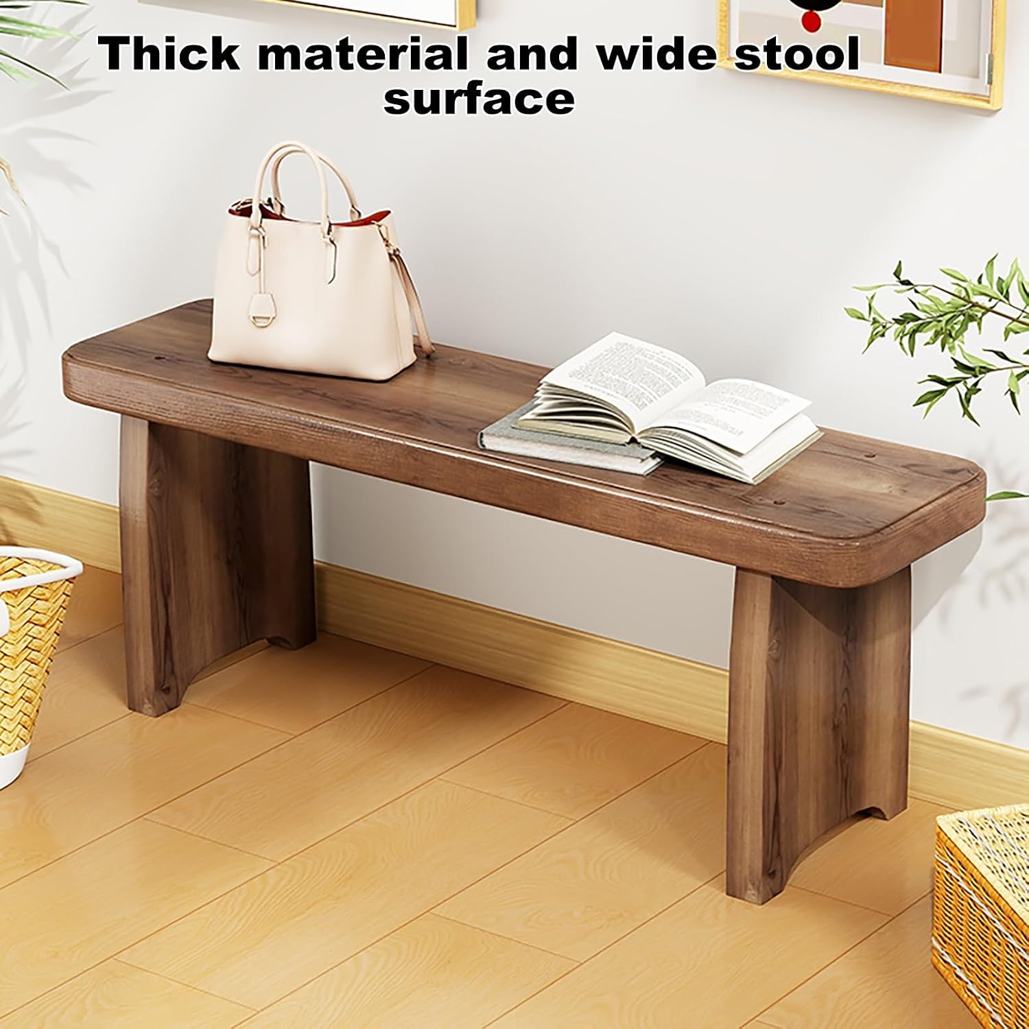 Solid Wood Entryway Bench for Farmhouse Style Home Decor Armless Design Shoe Bench for Hallway Bedroom Living Room Dining Room Available in Various Heights (23.6 * 7.8 * 13.7in/60