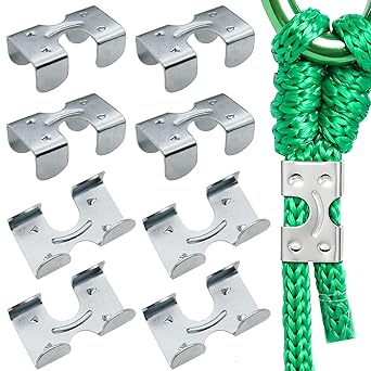 8PCS Heavy Duty Double Rope Clamp Heavy Duty Braided Rope End Clamp Metal Loop End Clamp for Twisted or Braided Rope from 3/8 "to 1/2"