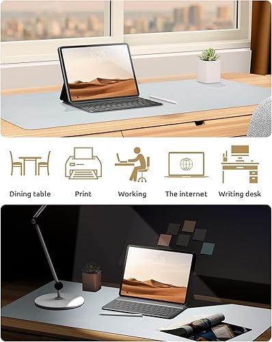 Miniatura 50 de YSAGi Protector de escritorio de cuero, tapete de oficina, alfombrilla grande para mouse, antideslizante, de piel sintética, almohadilla