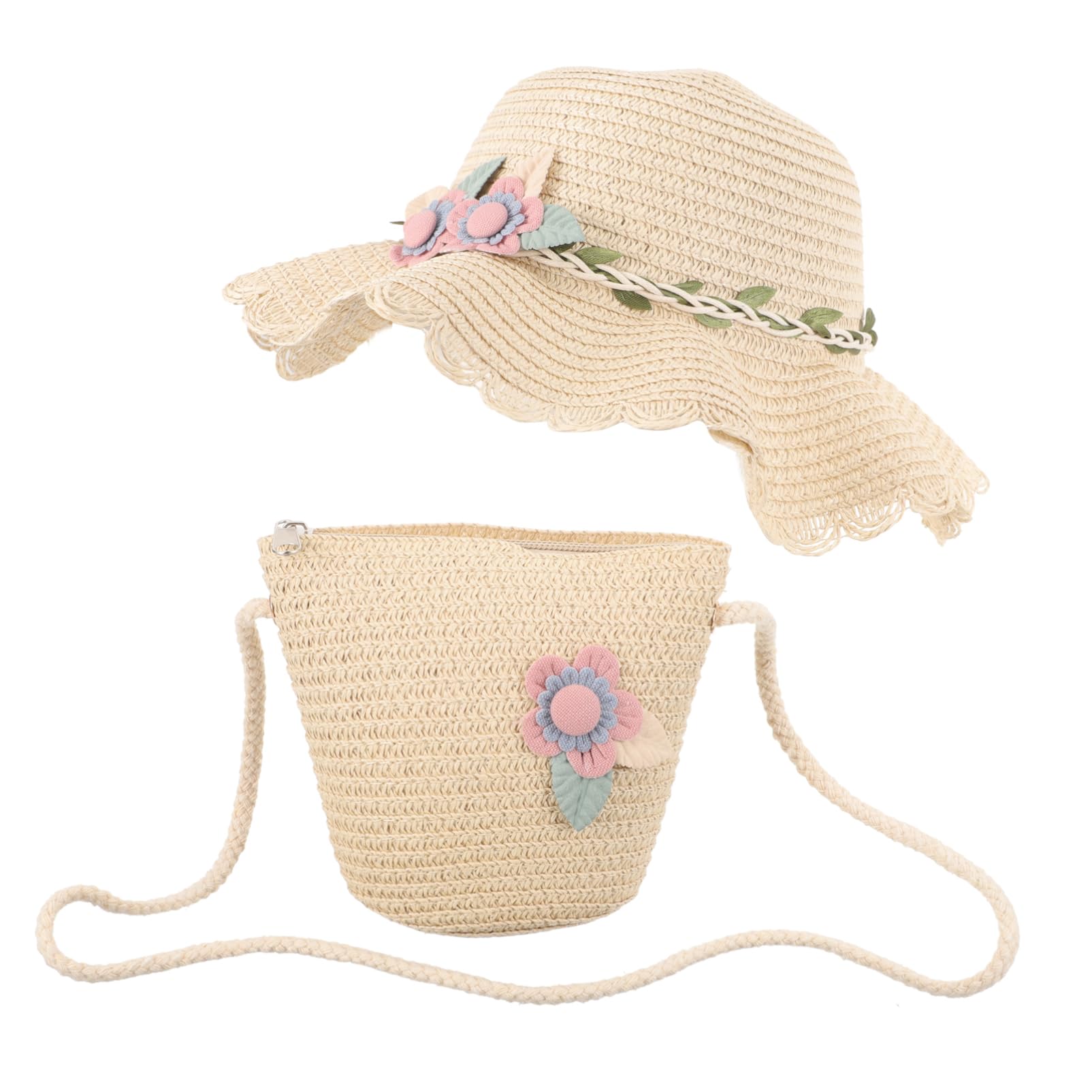 Cappello da Spiaggia per Ragazze Cappello da Sole Borsa di Paglia per Cappelli da Bambina Cappello da Spiaggia per Cuffia da Spiaggia Cannuccia