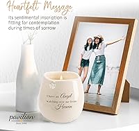 Vista 2 de Pavilion - Vela de cerámica llena de soja de 8 onzas con texto en inglés "I Have an Angel Watching Over Me from Heaven