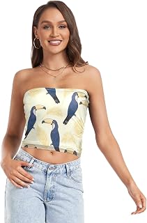 susiyo Women Tube Tops Toucan Bird Sexy Strapless Tube Top Basic Sleeveless Bandeau Crop Tops