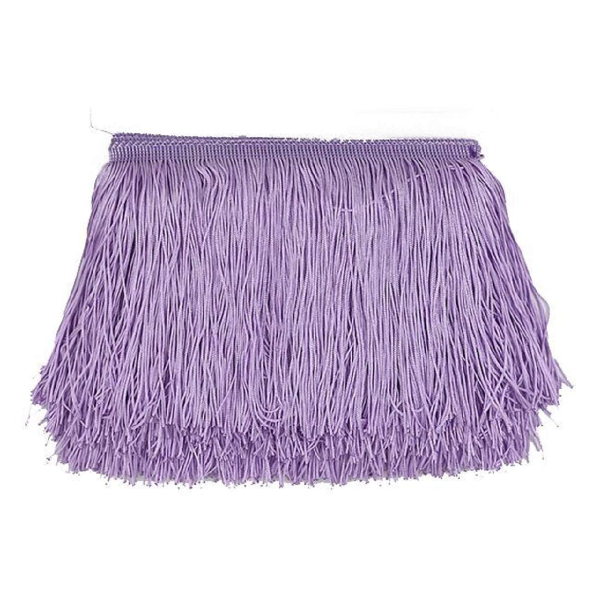 Yalulu 10 Meters Latin Fringe Polyester Tassel Lace Trimming DIY Latin Macrame Samba Dance Clothing Curtain Lace Trim Clothes Accessories (Light Purple)