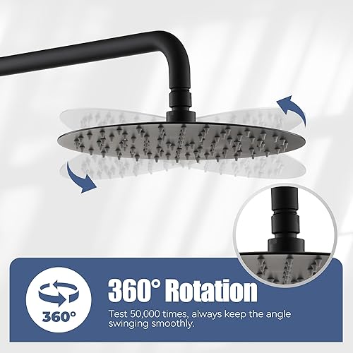 Vista 50 de CASAINC Juego combinado de cabezal de ducha tipo lluvia de 10 pulgadas, cabezal de ducha de lluvia de lujo con rociador de mano montado en la pared