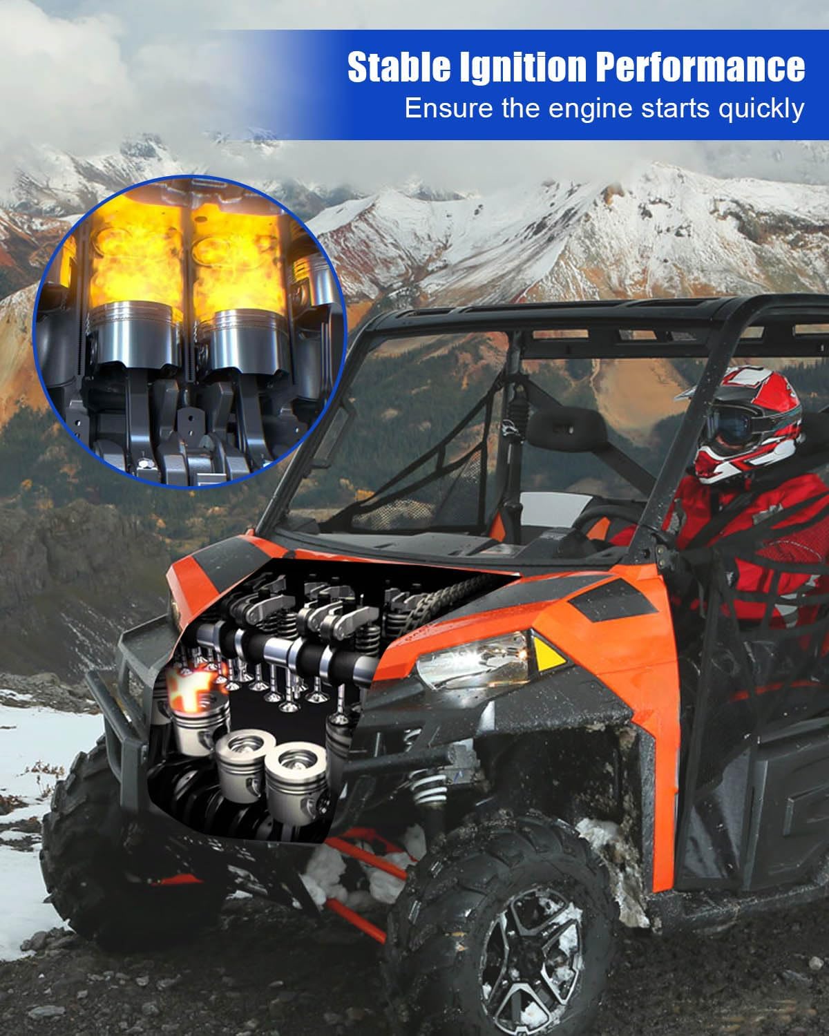 Ignition Coil Fit for Polaris Ranger Crew RZR 800 2011 2012 2013 2014 2015 2016 2017, Spark Plug Wires with Cap Replace 3021671 4010425 4012888 4012889 4013078