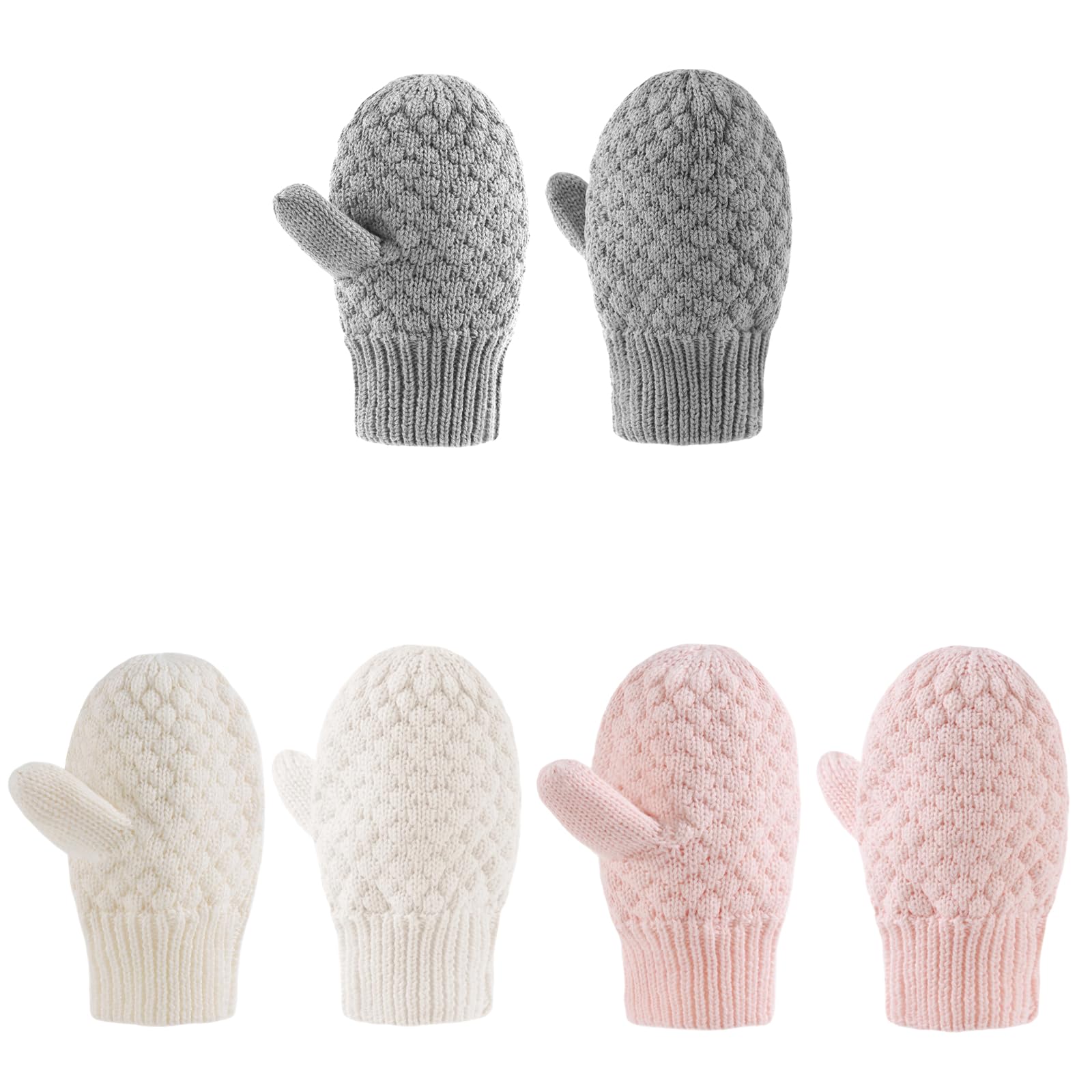 Baby Knit Mittens Toddler Boys Girls Gloves Winter Infant Newborn No Scratch Mitten 0-3 Years