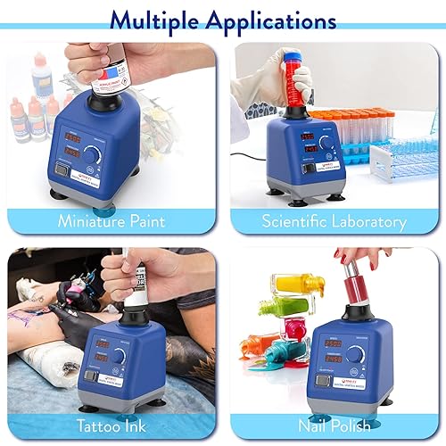 Miniatura 7 de Four E's Scientific Mezclador de vórtice digital LED, velocidad 0-3000 rpm, diámetro orbital 0.236 in, 5060Hz, táctil, temporizador y modos