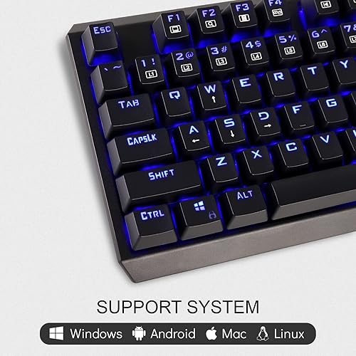 Miniatura 7 de GOFREETECH - Teclado mecánico de PC con cable RGB retroiluminado azul LED resistente a derrames sensación mecánica ergonómica de 104 teclas