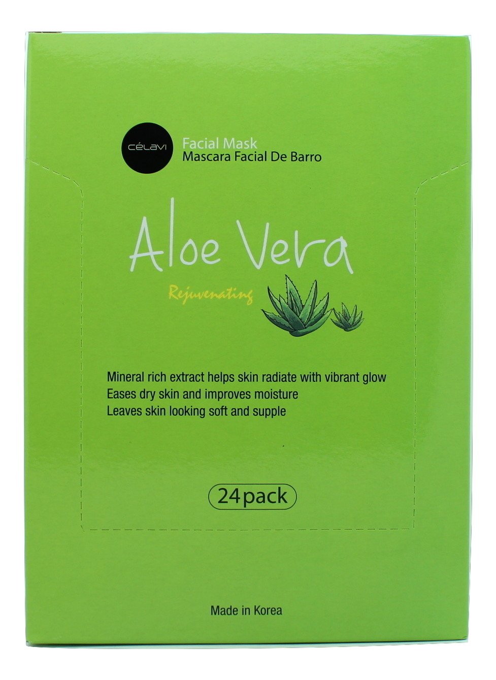 Celavi Essence Facial Mask Paper Sheet Korea Skin Care Moisturizing 24 Pack (Aloe Vera) - Image 3