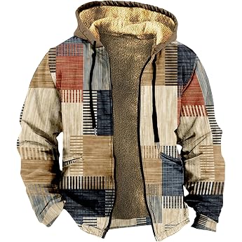 KONG JIMFAN Men's Jacket Thick Hoodie Winter Jacket Warm Men's Winter Jacket Zip Leisure Jacket Wih Pocket Jacket Printing Sweat Jacket with Hood Windproof Cycling Jacket for Men
