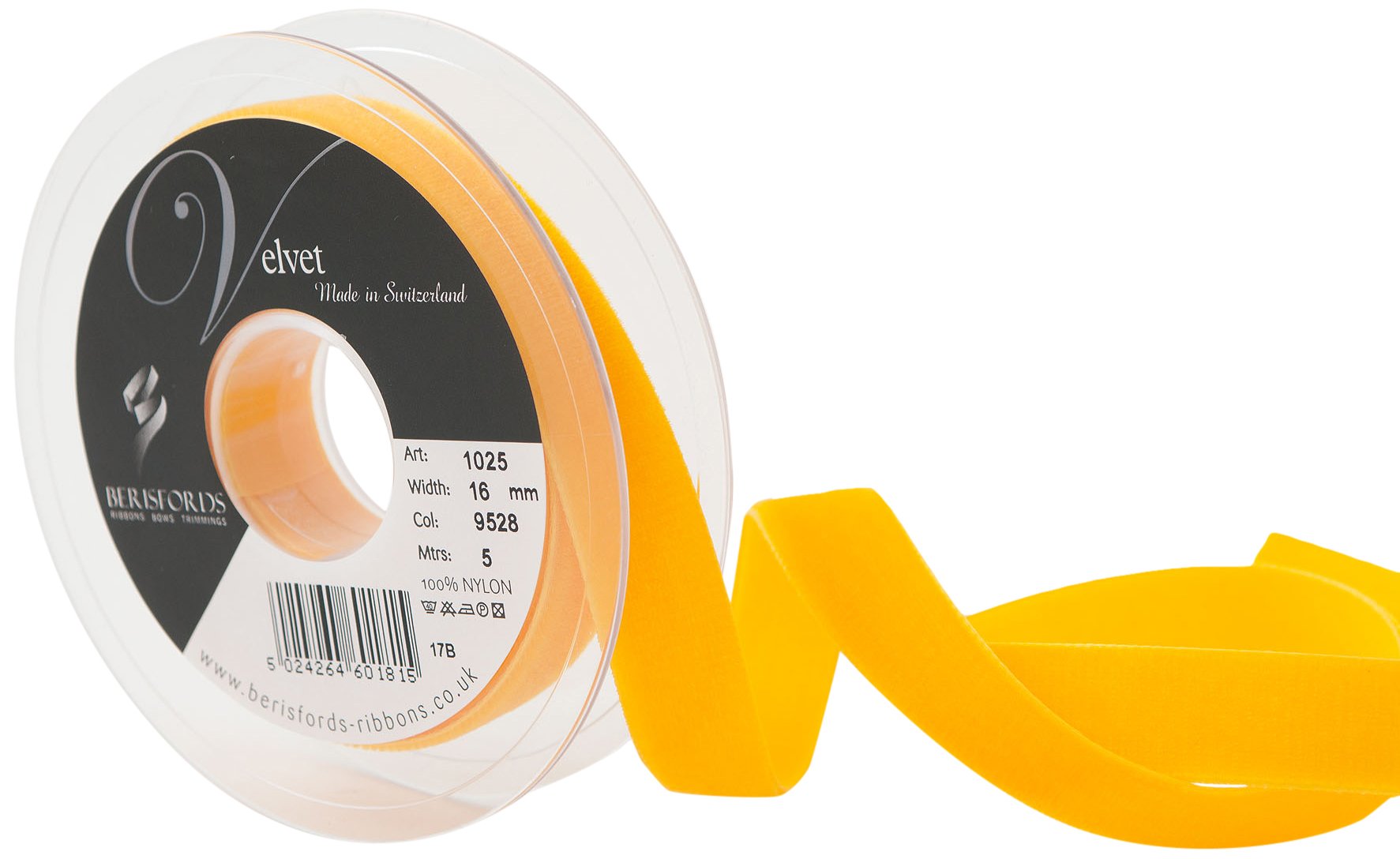 Berisfords 9528 Maize Velvet Ribbon Mini Roll